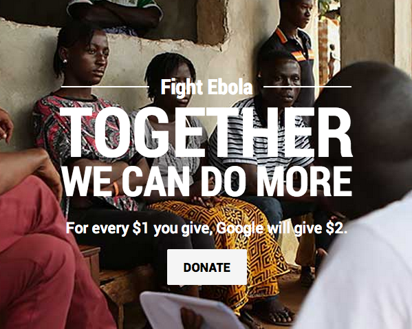 google dona ed esorta a donare per fermare ebola